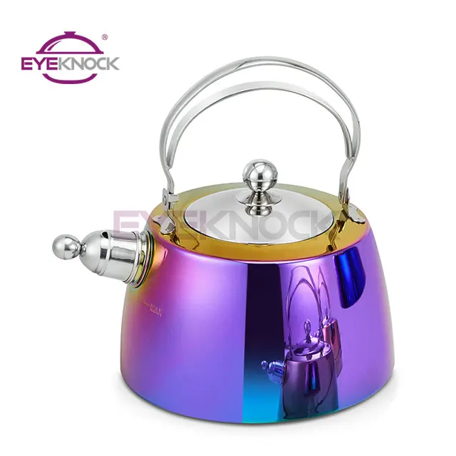 Hot sale 3 Litre stovetop Induction 304 Stainless Steel Water Kettle with Gold PVD coating Whistling Kettle