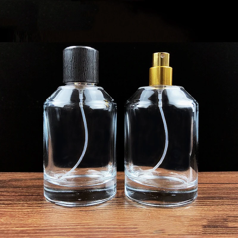 Wholesale perfume gold bottle 100ml clear round glass fine mist cologne sprayer perfume bottle