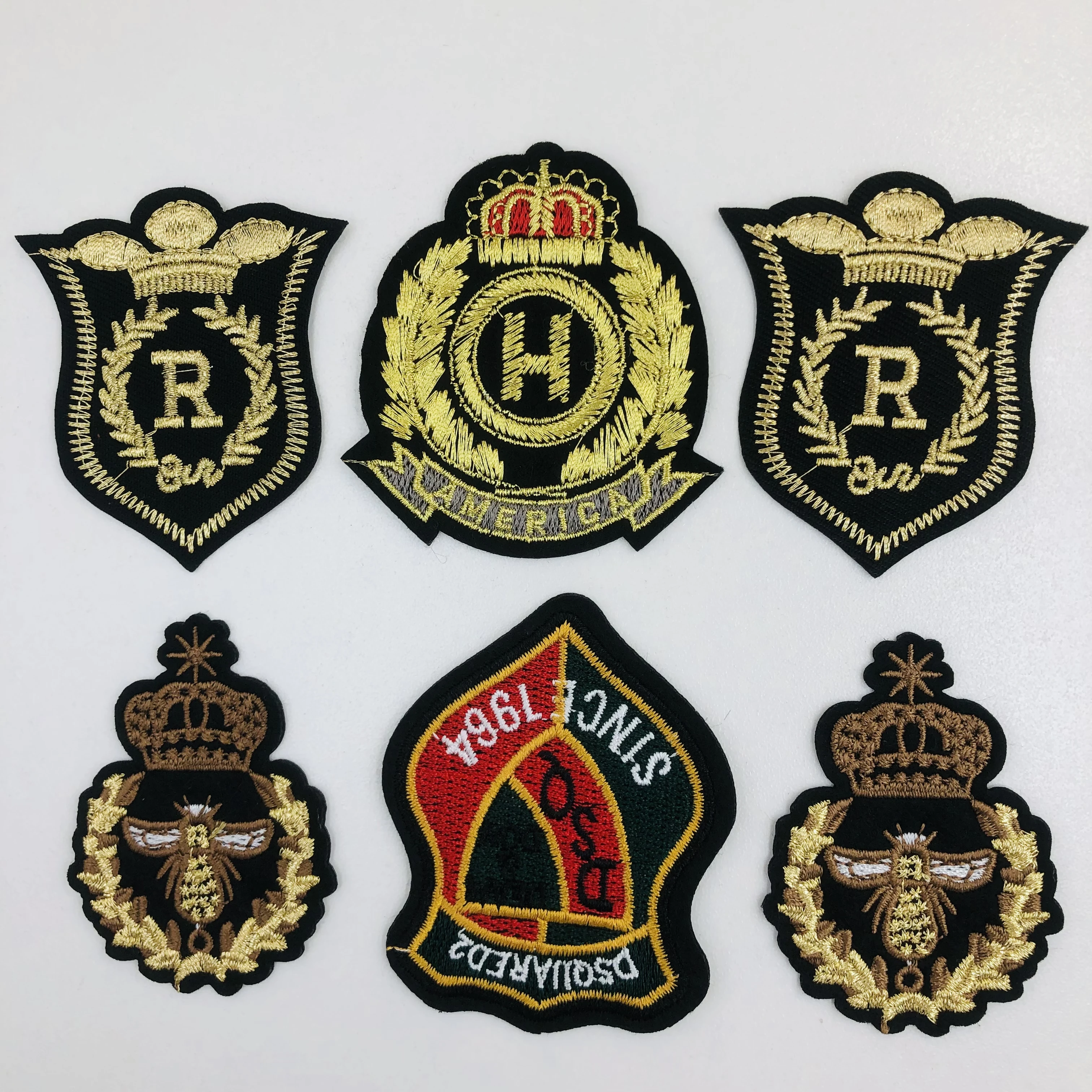 2024 Fashion Wholesale Woven Custom design towel chenille letter embroidered patch iron on embroidery patches for clothing