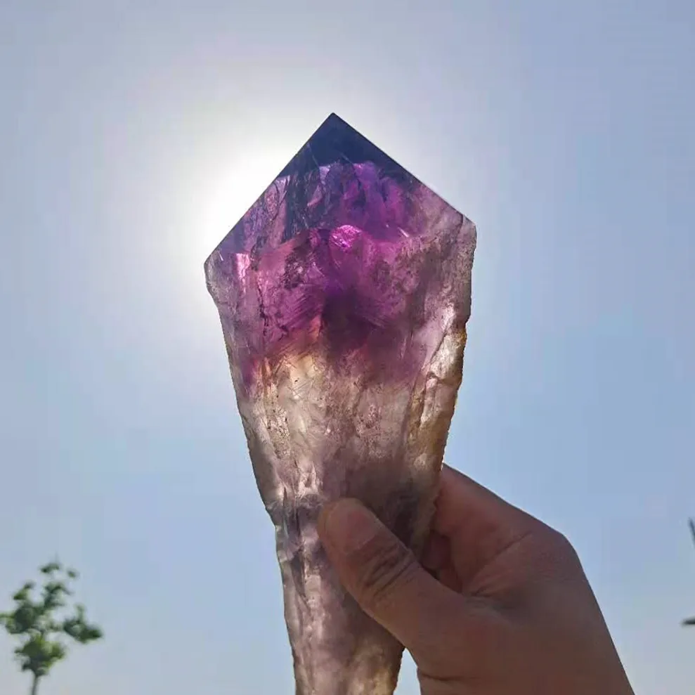 
Wholesale Raw Rough Natural Purple Crystal Quartz Amethyst Scepter Stone Rock Wand Point Tower For Home Decoration 