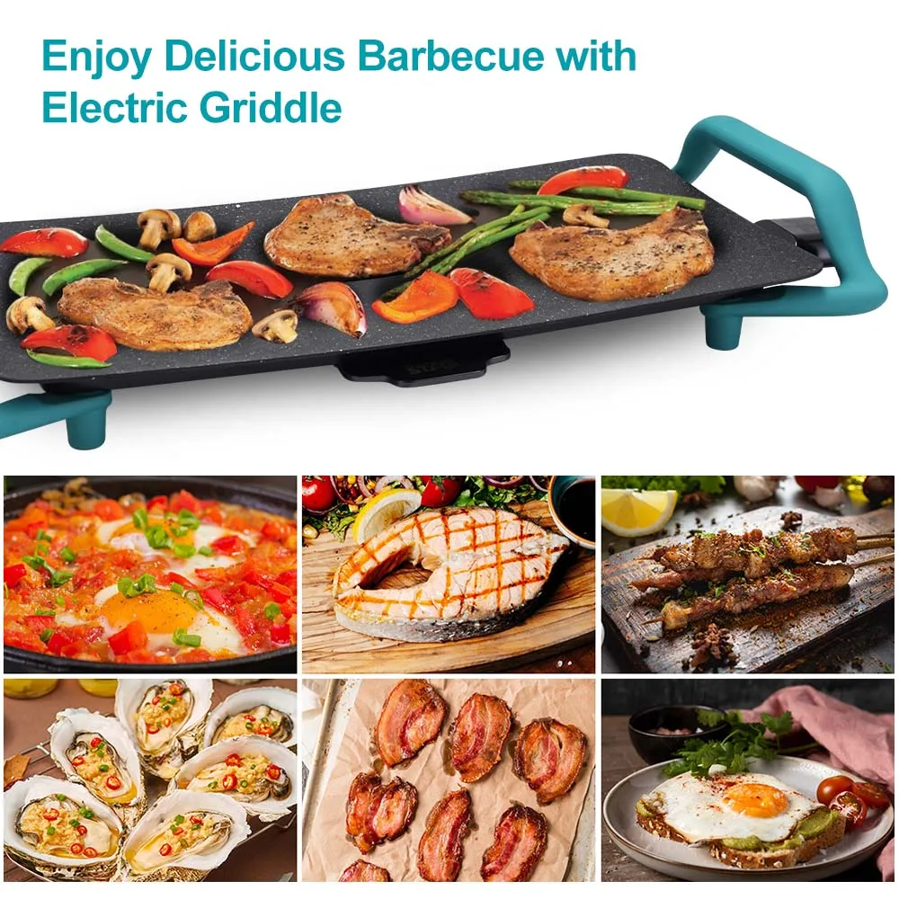 WINNING STAR ST-9761 1600W Die-Cast Aluminum Plate Non-Stick Coating Smokeless Grill Electric Griddle with Adjustable Thermostat