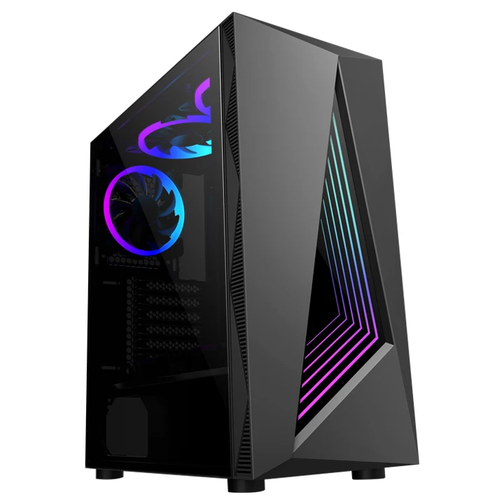 Новый дизайн «сделай сам», полоса из ПВХ RGB, хорошая теплоотдача, металлическая сетка, дизайн передней панели и полностью прозрачная боковая панель из закаленного стекла