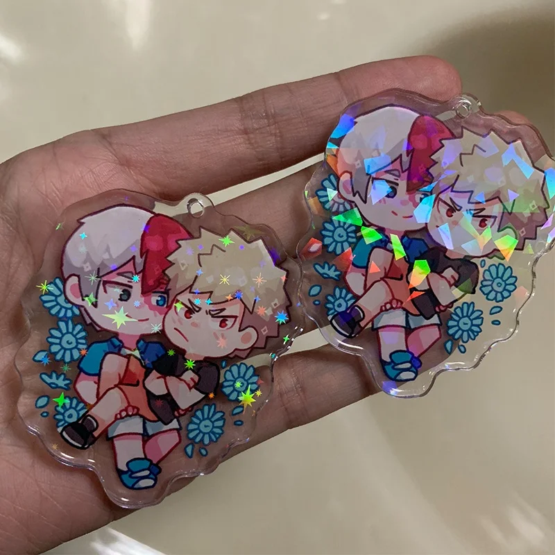 
Juno creative no moq laser cut Two side printed Custom charm Japan anime keychain glitter epoxy acrylic charm 