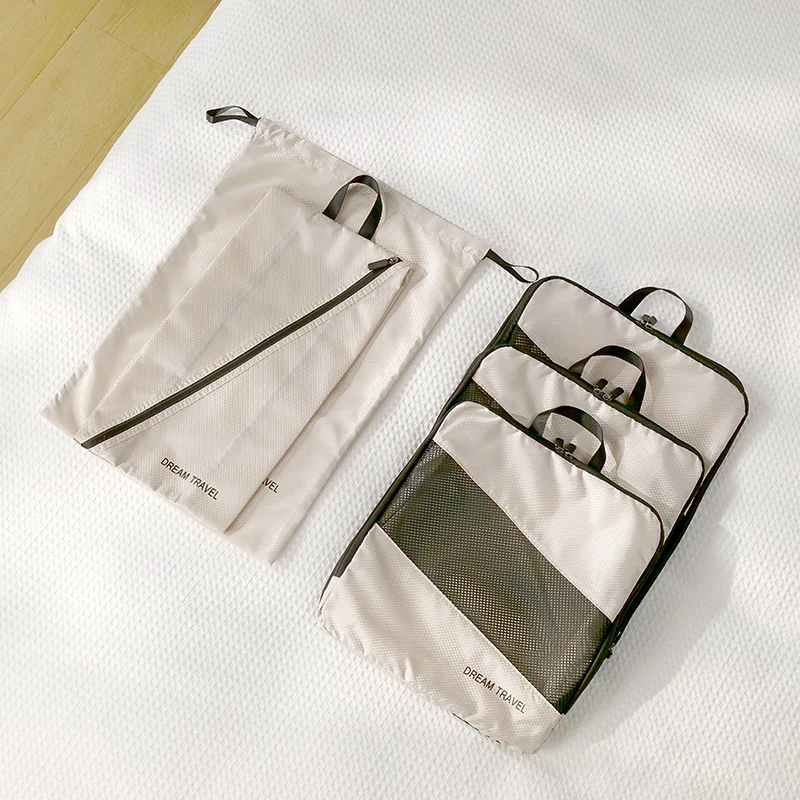 Travel Luggage 6 Pieces Compression Packing Cubes Custom High Quality Suitcase Organizer Bag 6 Set