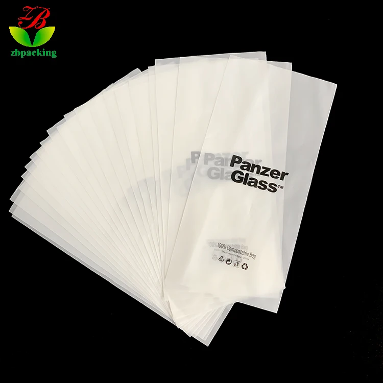 Custom-printed heat-sealable PLA+PBAT compostable biodegradable plastic frosted flat bag for clothing  electronics industries