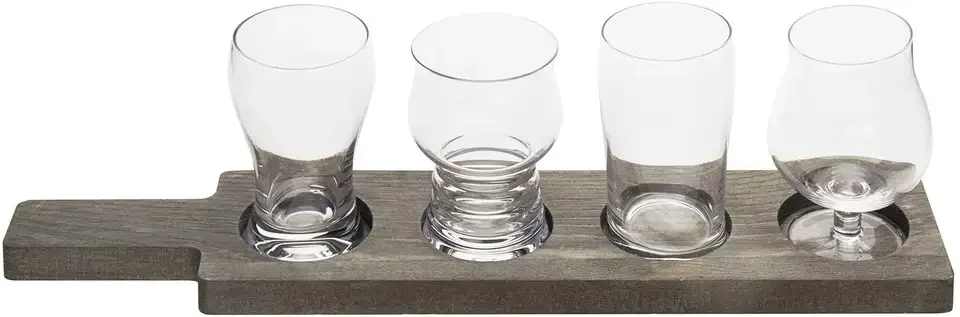 Wholesale Rustic Wood Tasting Sampler Paddle Design Beer Flight Board