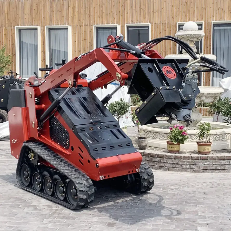 Safety parking brake optional hydraulic mini track skid steer loader with 8' 10' 12' earth hole auger digger