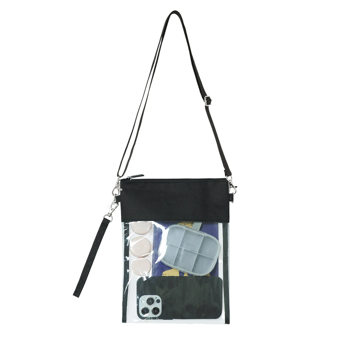 Оптовая продажа, прозрачная сумка-мессенджер через плечо из ПВХ для мобильного телефона, ключей, монет, кошелька