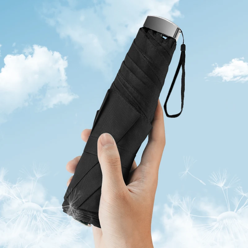 19 Inches Travel Compact Custom Printing Super Light Pocket Sun and Rain Flat Shape 3 Folding Umbrella