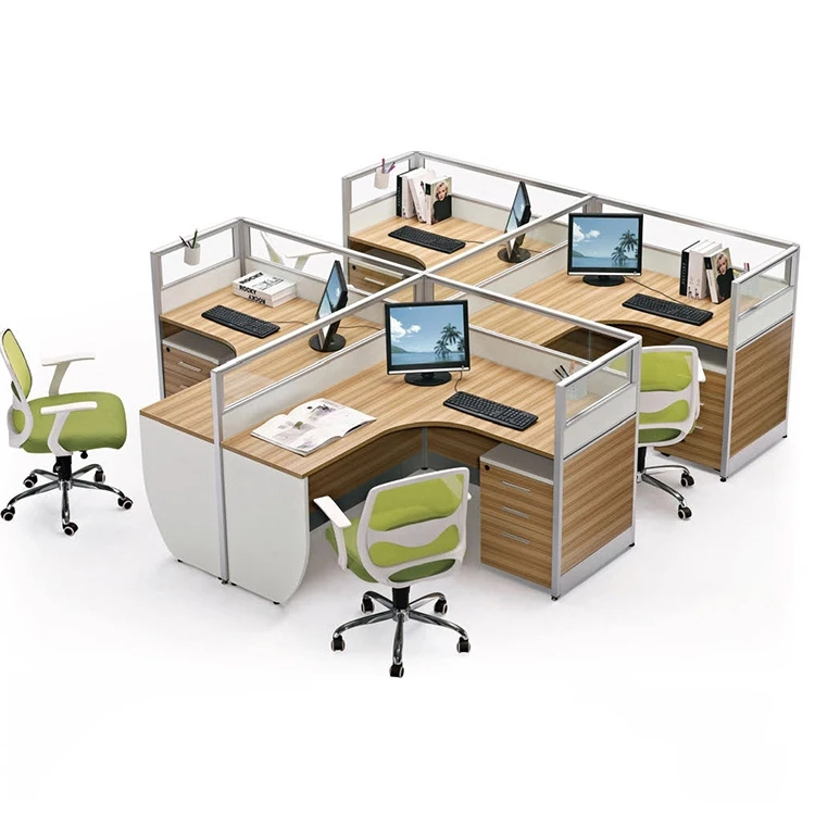 Call Centre Cubicle Aluminum Frame Modular 2 Seater Workstation With 3 Drawer Pedestal