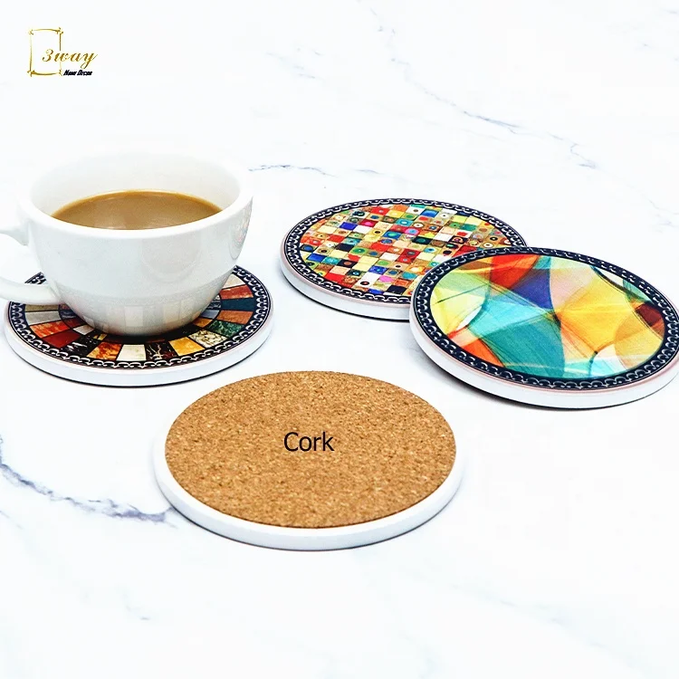 Tea Coffee Beer Magnetic Cork Cup Mats Pads and Placemat Coaster Ceramic OEM Custom Round Cute Home Decoration Everyday Support