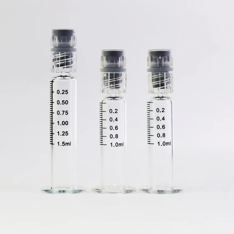  1 мл стеклянный шприц с металлическим поршень Luer lock для CBD масла 1cc предварительно заполненная масляная