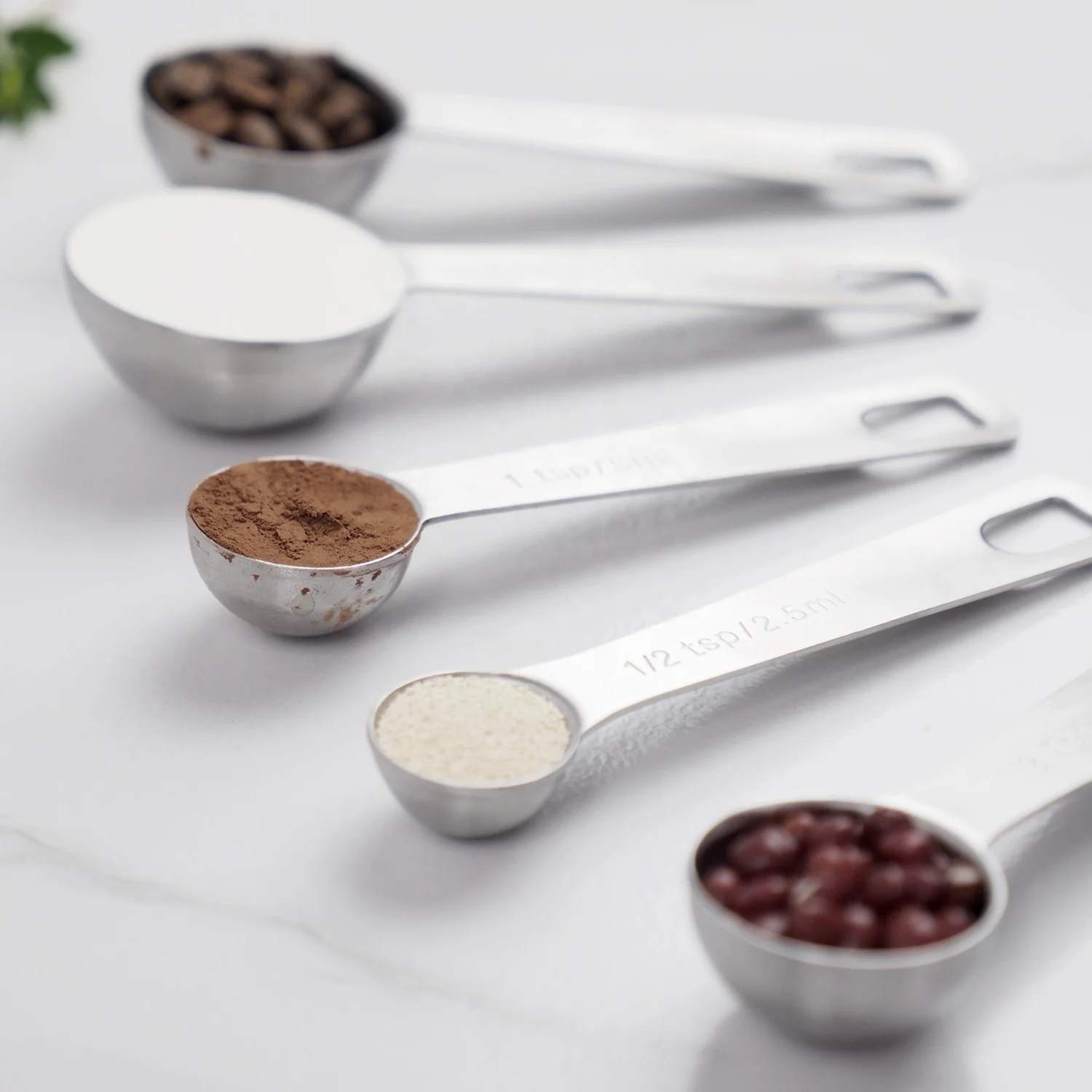 Nesting set of 8 Stainless Steel Measuring Spoons with Egg Whisk and Measuring Ruler Scrape