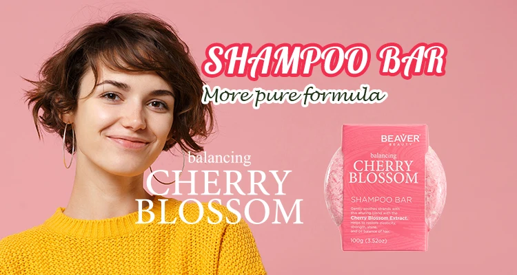 Beaver Wholesale Cleansing Nourishing Moisturizing  Refreshing Natural Cherry Blossom Shampoo and Conditioner Bar Soap