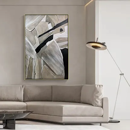 JZ Modern Wall Decor Custom Abstract Geometric Artwork 3D Woodboard Handpainted Oil Painting