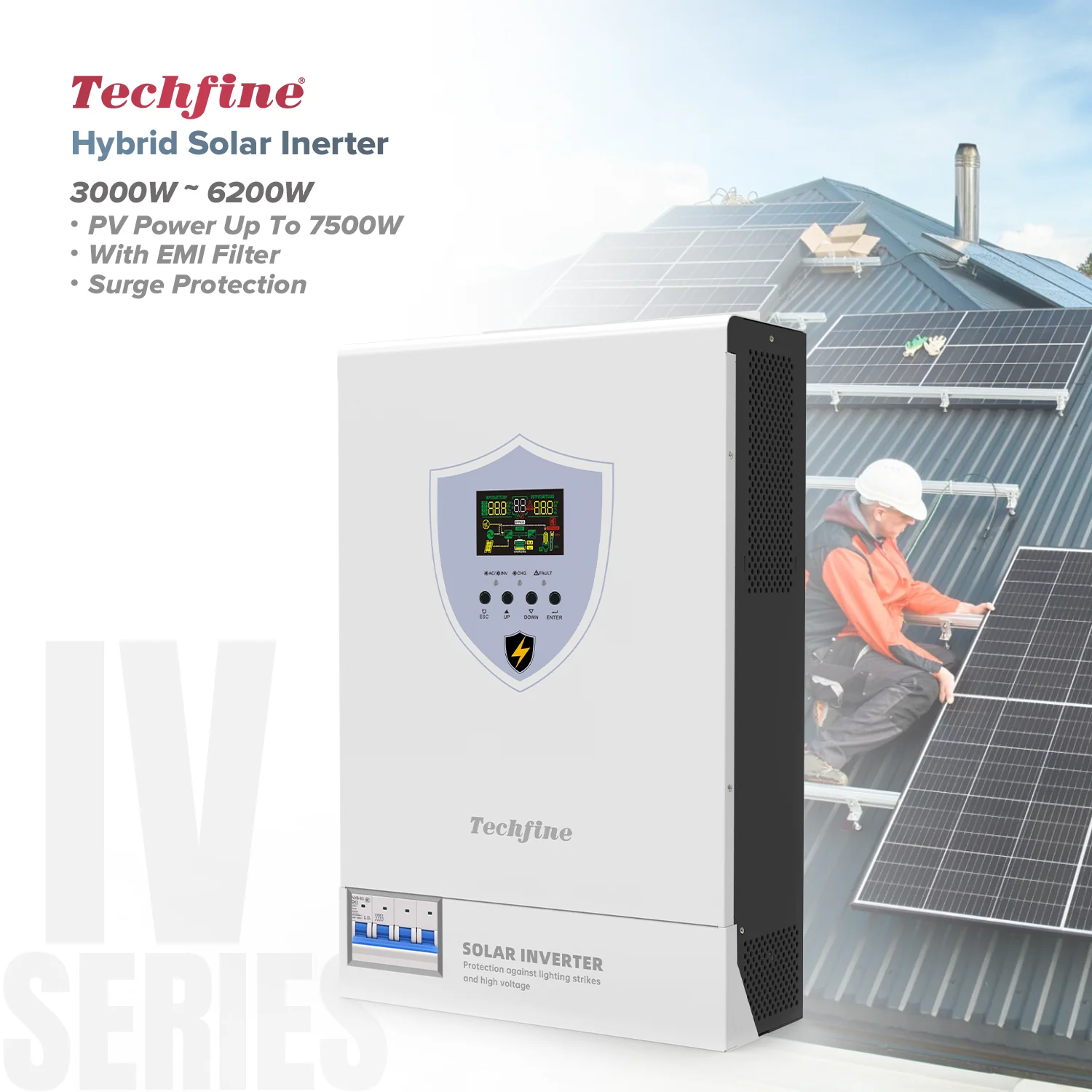SPD surge protection 3KW 3.6KW 5.5kw 6.2KW hybrid solar inverter off-grid MPPT inverter support parallel With EMl filtering