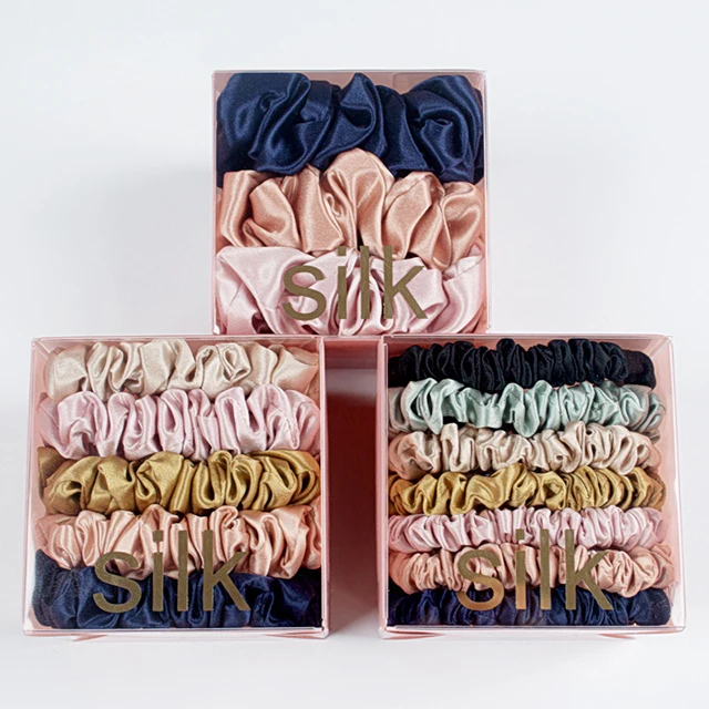 Wholesales PVC Bronzing Hair Flower Scrunchies Gift box Plastic Gift Package