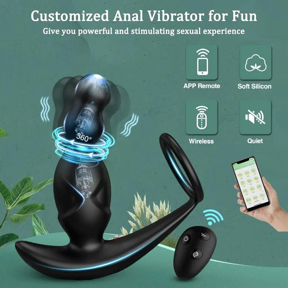 MOGlovers App Control Anal Plug Vibrator Sex Toys For Men Prostate Massager 360 Rotational Stimulation Male Butt Plug With Cock