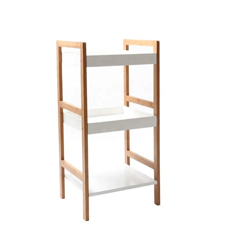 ZB BSCI Factory Bamboo Bathroom and Kitchen Freestanding Rack 3-Tier Book Shelf Organizer Standing Type Installation