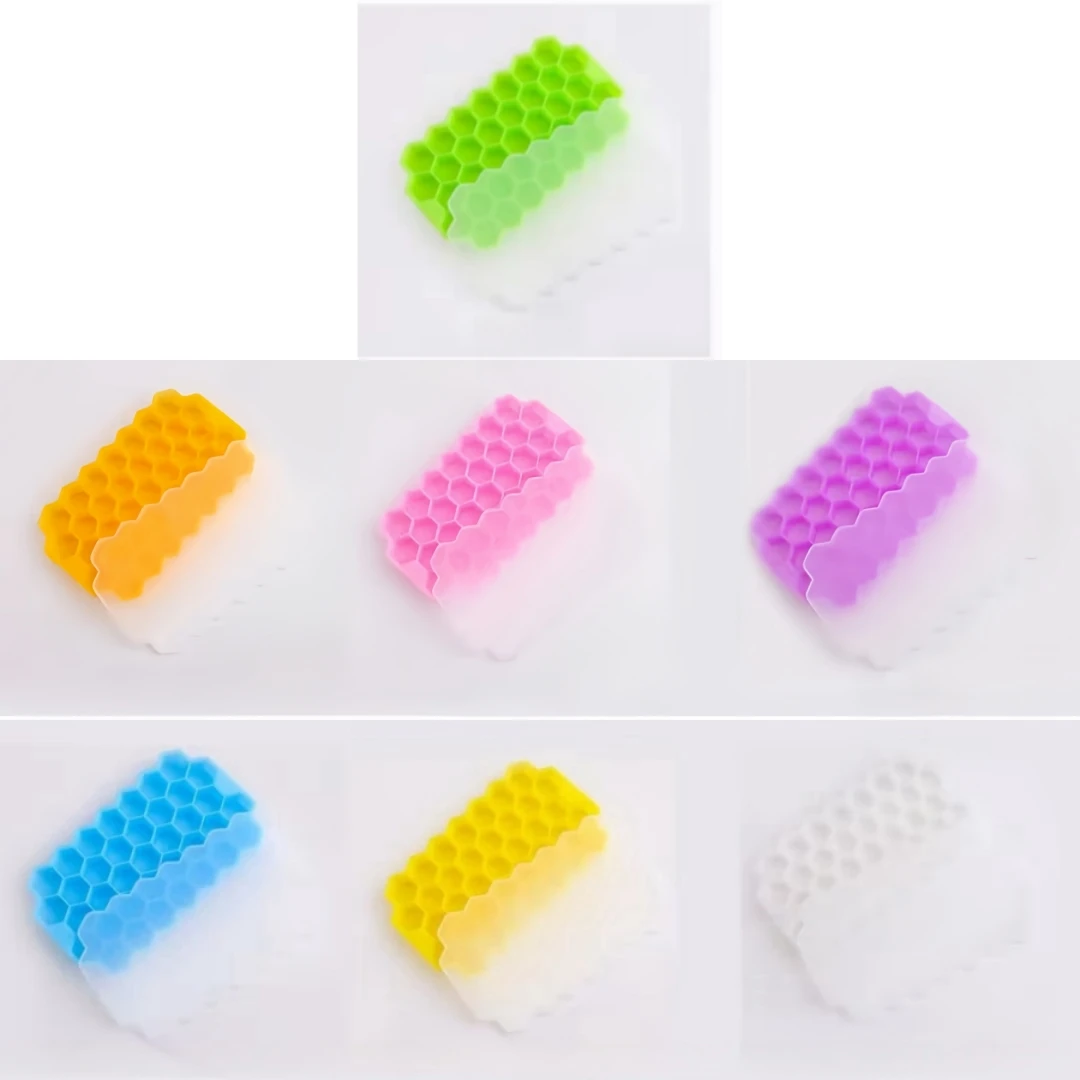 Honeycomb Silicone Ice Cube Tray Square Ice Cube Molds BPA Free Reusable Ice Maker for Whiskey Cocktails