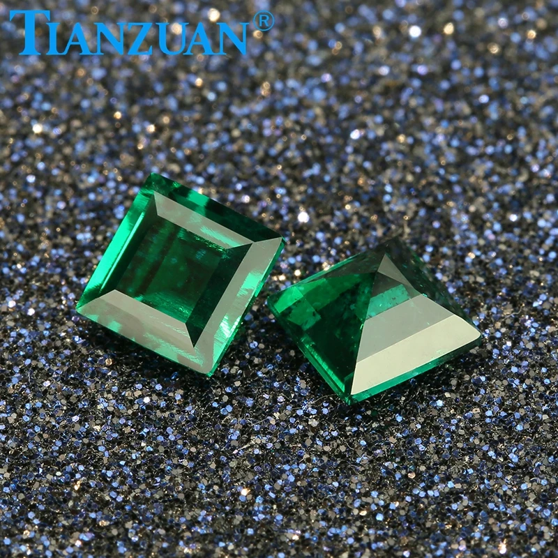 High quality Natural Gemstone Hydrothermal Emerald Stone Princess Cut Square