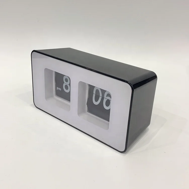 western style auto flip plastic digital table clock alarm for desktop decor