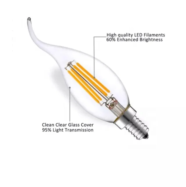 
E14 B22 E27 220V 110V LED Lamp C35 6W LED Dimmable Filament Candle Bulbs led filament bulb e27 