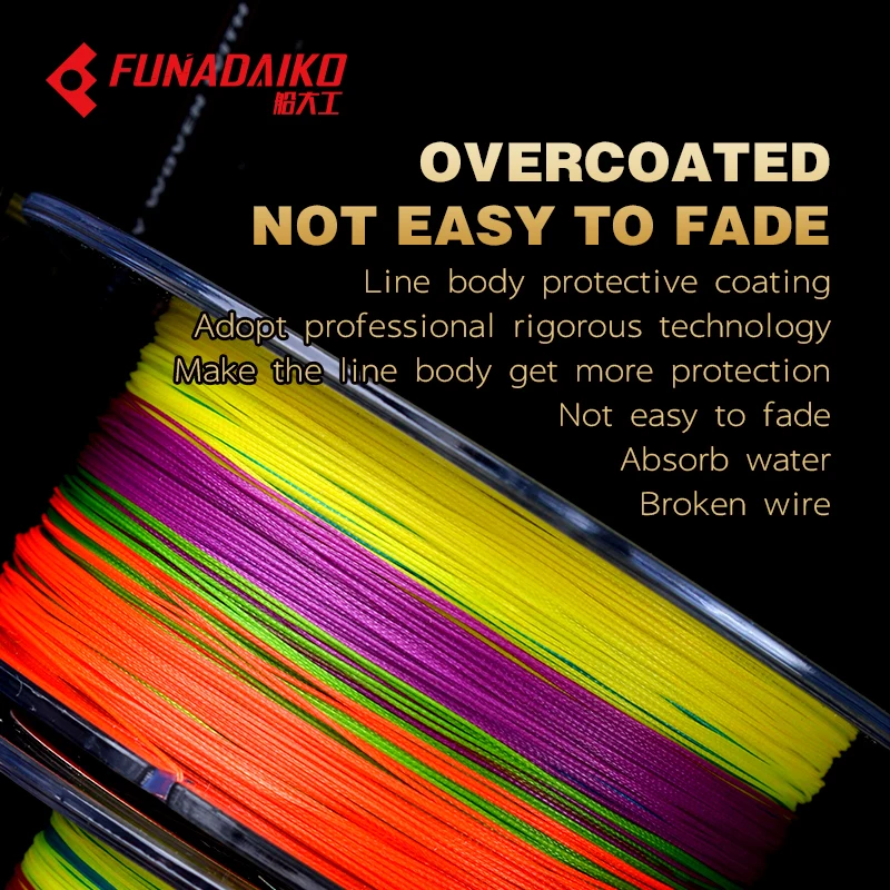 FUNADAIKO New Arrivals 8x Advanced Process 500m Super Strong and Thin Fishing Line for Deepsea