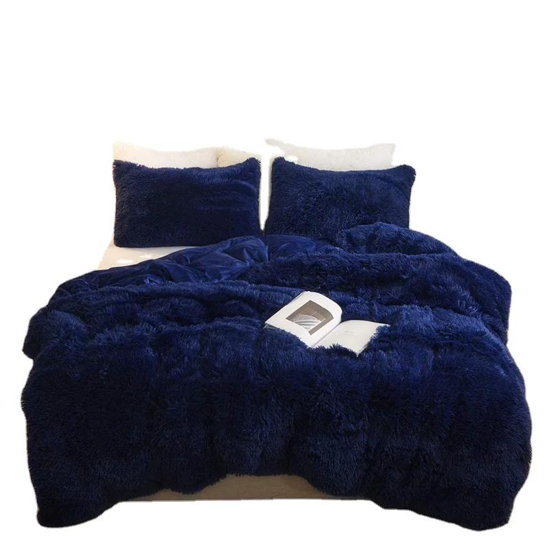 Factory direct wholesale queen winter duvet cover velvet qulit cover set
