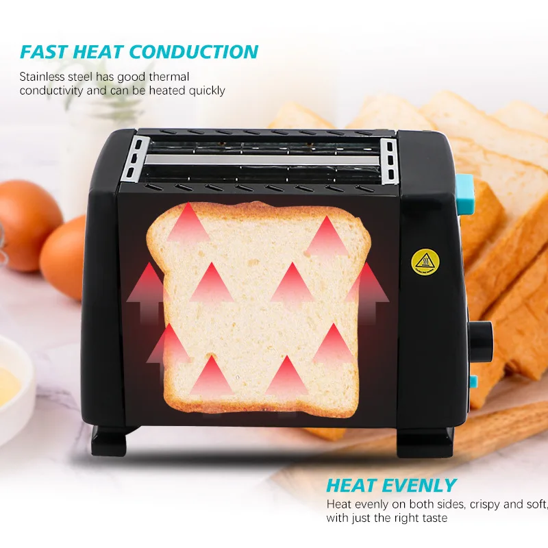 Auto Pop Up 2 Slices  Toaster Smart Electric Mini Toaster Oven Sandwich Bread Toaster With Defrosting Warming