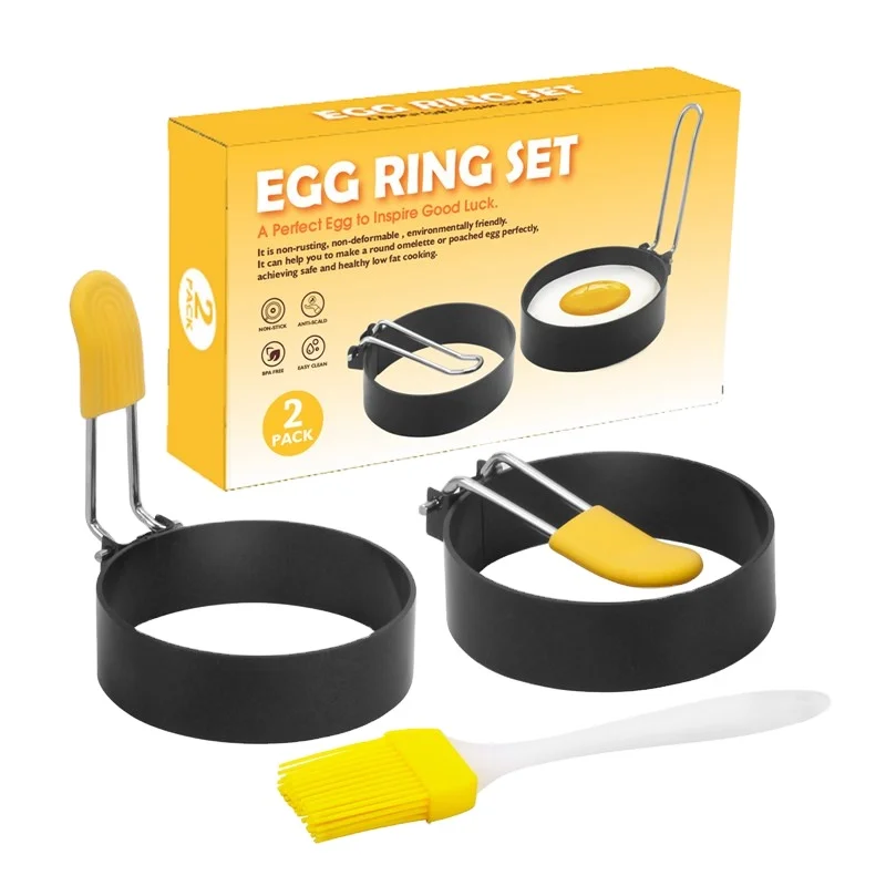 Amazon hot selling nonstick egg ring egg mould with silicone handle