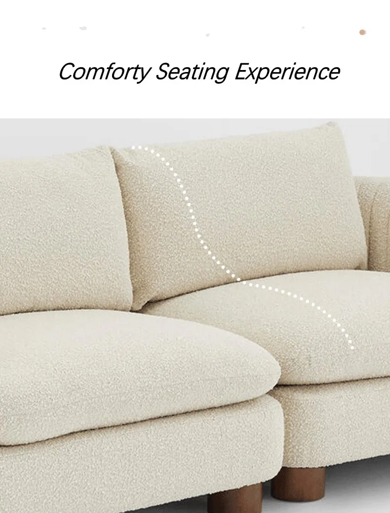 nordic French style beige japandi design teddy fabric upholstered sofa set sectional for living room modern couch