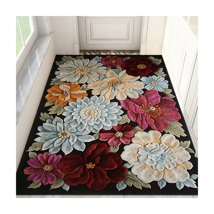 Auspicious Floral Printed Low Price Wholesale Welcome Doormats soft Stain Resistance Washable Foot Floor Mat