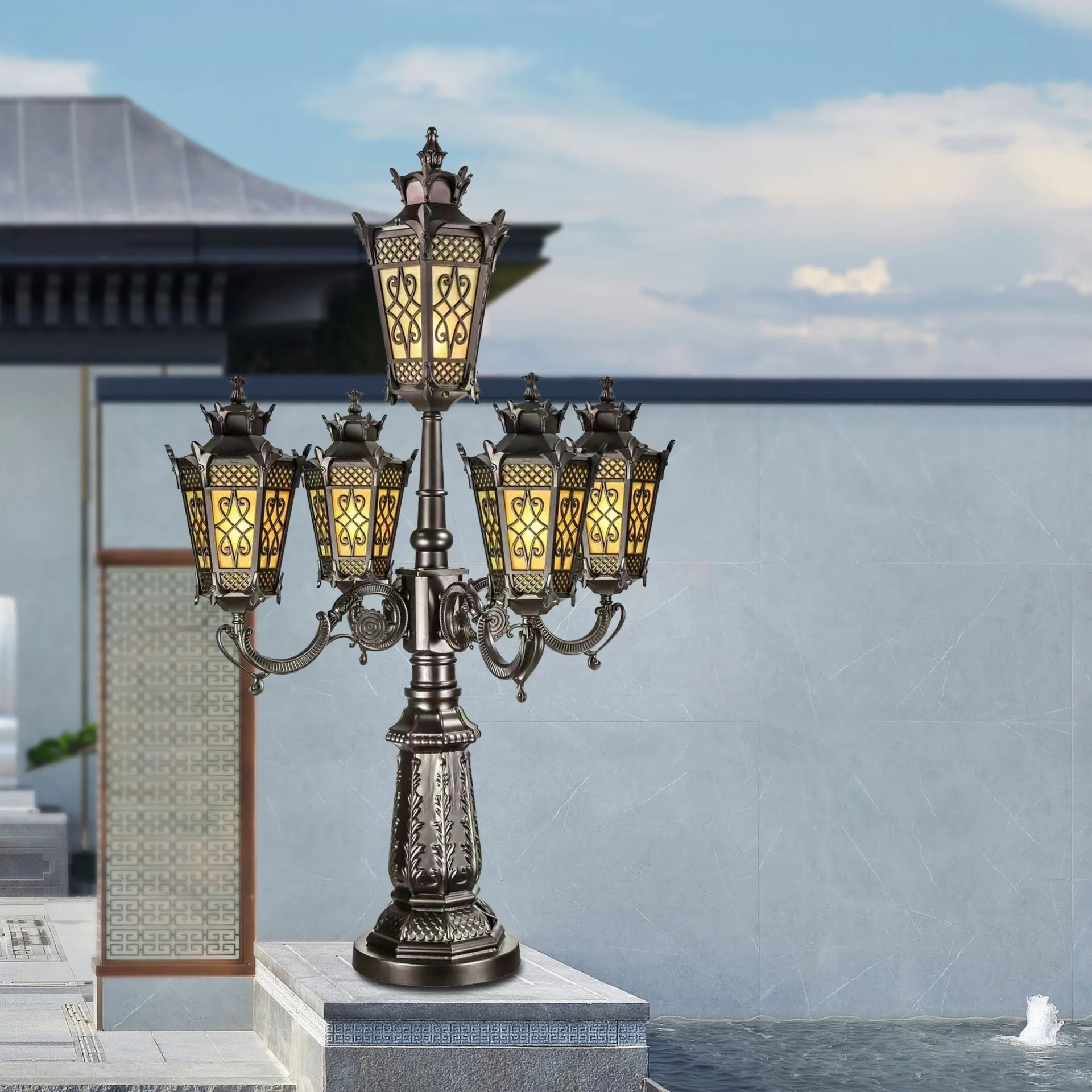 Outdoor Garden Lamp European Antique Street Light And Poles Aluminum Garden Lamp Post Waterproof Led Garden Light