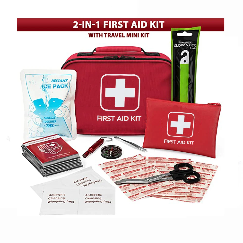 Med kit 2 in 1 small first aid emergency kit Custom logo in medical bags dressing medical supplies 1st aid kit for hiking