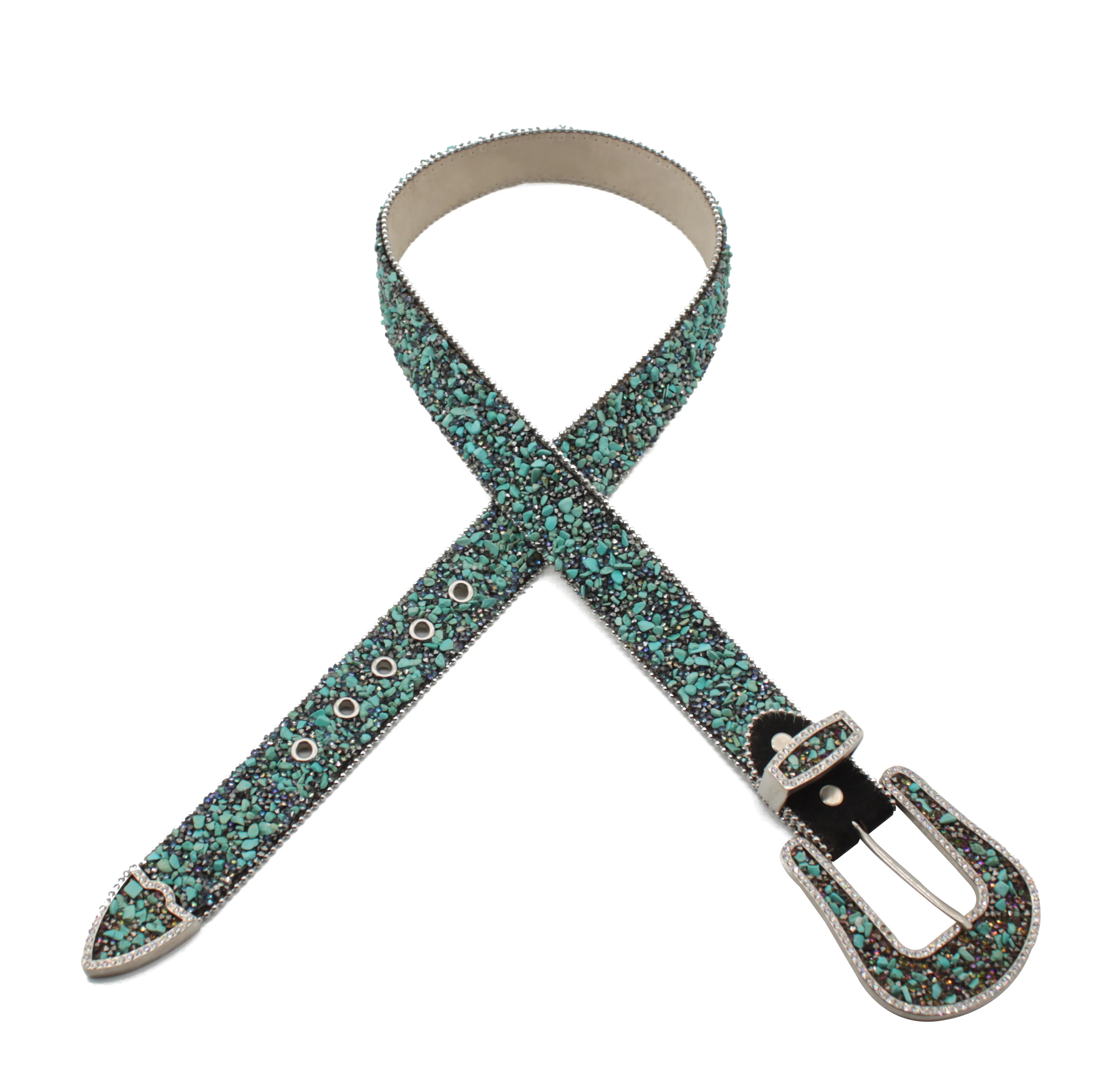 Trendy shiny Gem inlay rhinestone metal belt Customized  Alloy buckle belts for women