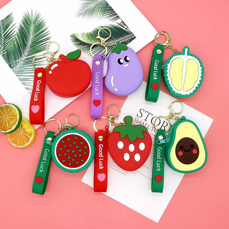 Cute Cartoon Silicone Backpack Pendant Coin Purse With Keychain Storage Bags Coin Purse Kawaii Donut Keychain Wallet