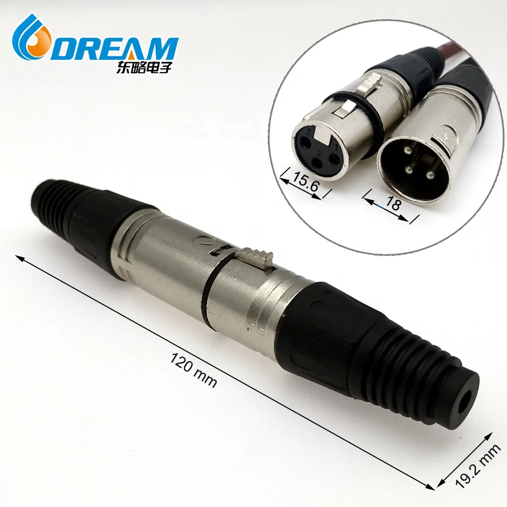 Shenzhen 3 Pin XLR Conector Black Male Female Microphone Jack XLR Conector