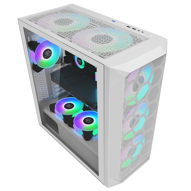SNOWMAN Enchanting Design Gaming PC Computer Case Full Tower EATX ATX MATX Mini ATX White Tempered Glass Desktop Chassis Case