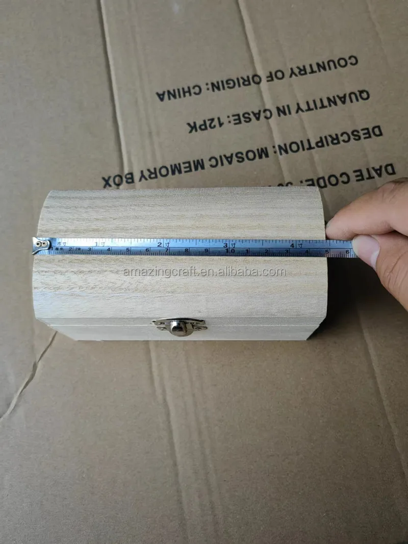 Solid Pine Wooden Small Size Box with Slide Lid Gift Storage Photo Stash Organizer