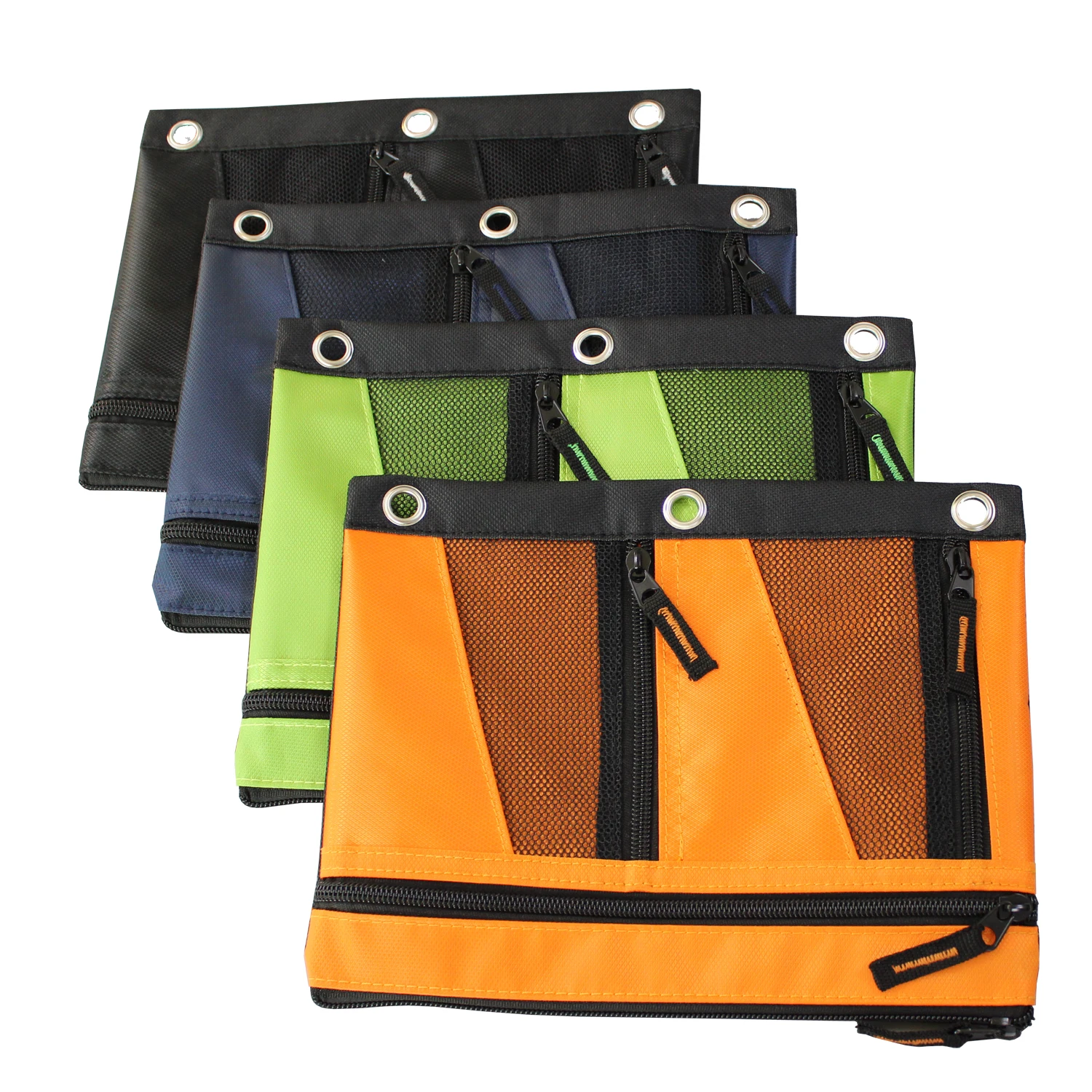 Pencil Pouch with 2 Pockets, Fits 3 Ring Binder Zippered Pocket, multi-pocket  Mesh Window pencil bag pencil bag