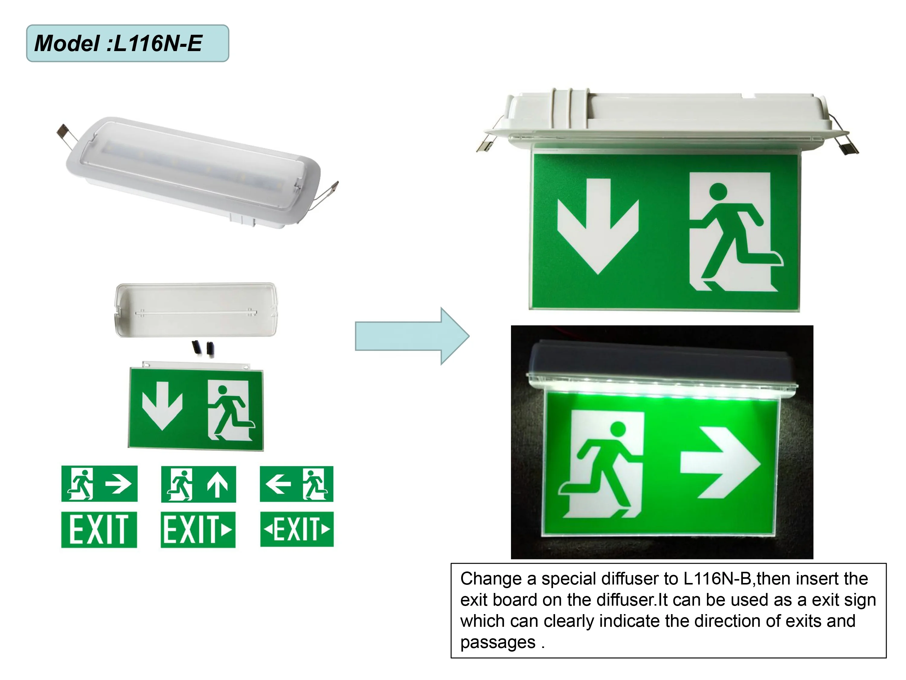 Factory Customized Emergency Exit Indicator Floor Escape Exit Evacuation Indicator with 3 years wrranyu 3 hours opetation