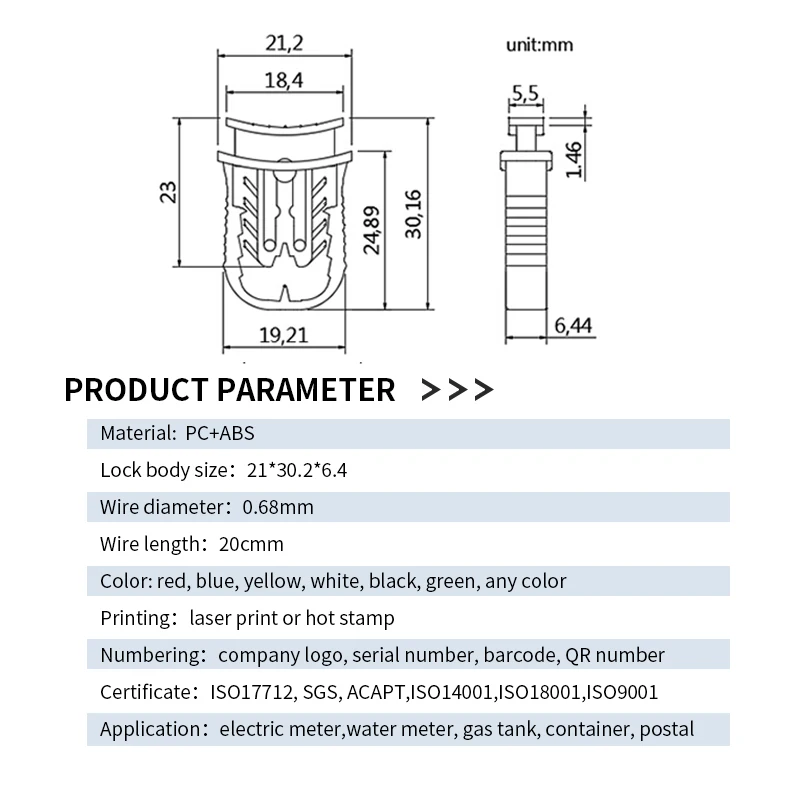 JCMS001 ПК измеритель уплотнения провода счетчика энергии синий газовой безопасности метр охранная пломба