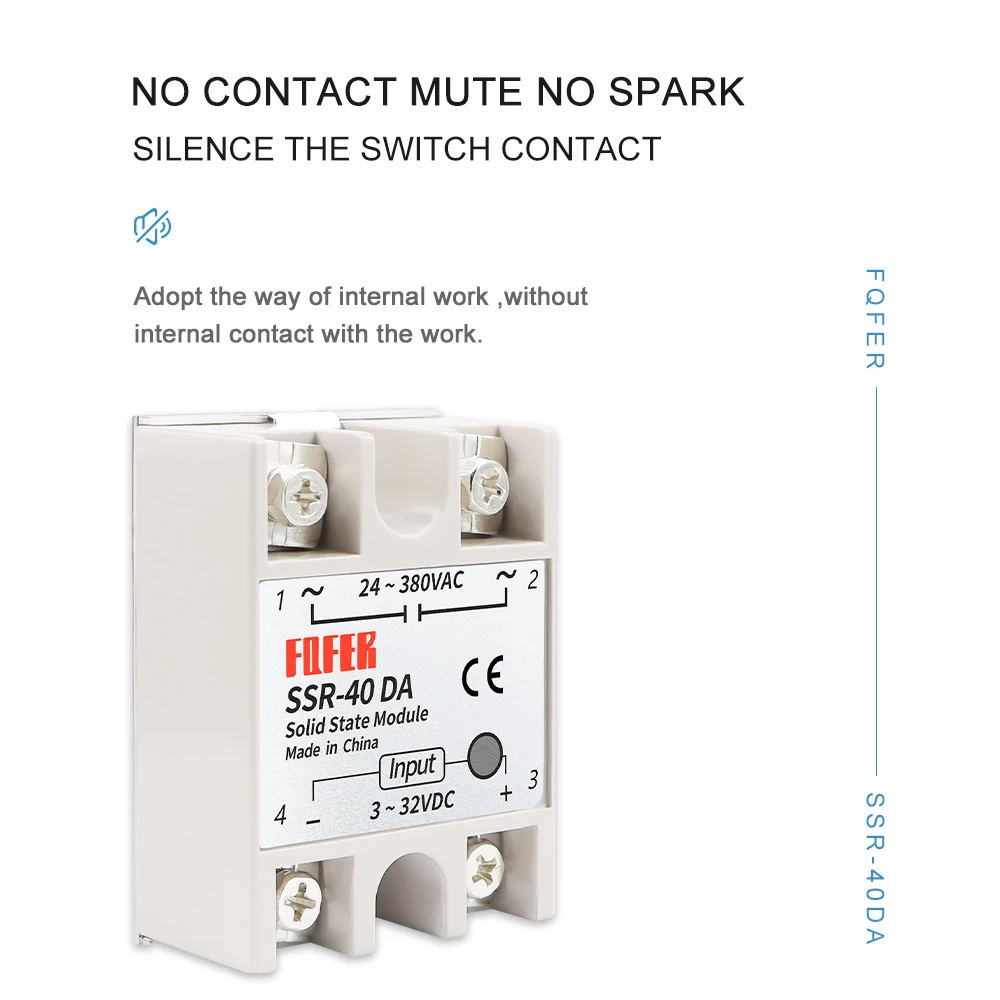FQFER SSR 40DA Single phase solid state relay DC controlled AC ssr 40a SSR 10DA 25DA 30DA 50DA 60DA 75DA 80DA 90DA 100DA