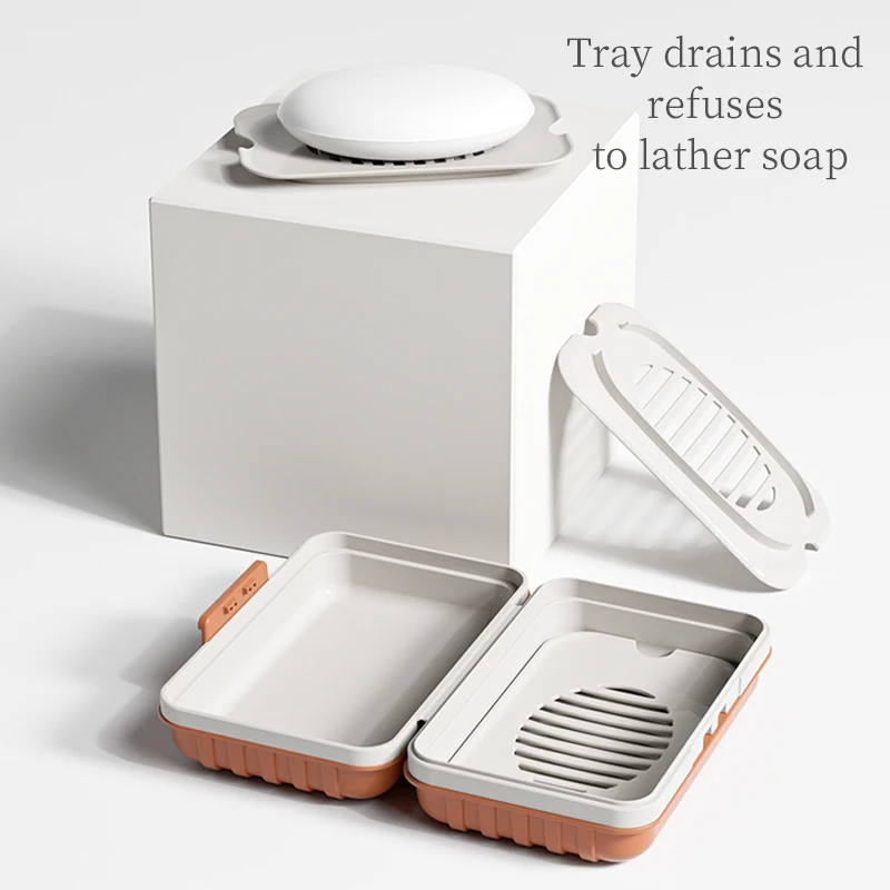 Nordic style rectangle portable hotel shower flip travel soap bar stand case box bathroom plastic soap dish holder