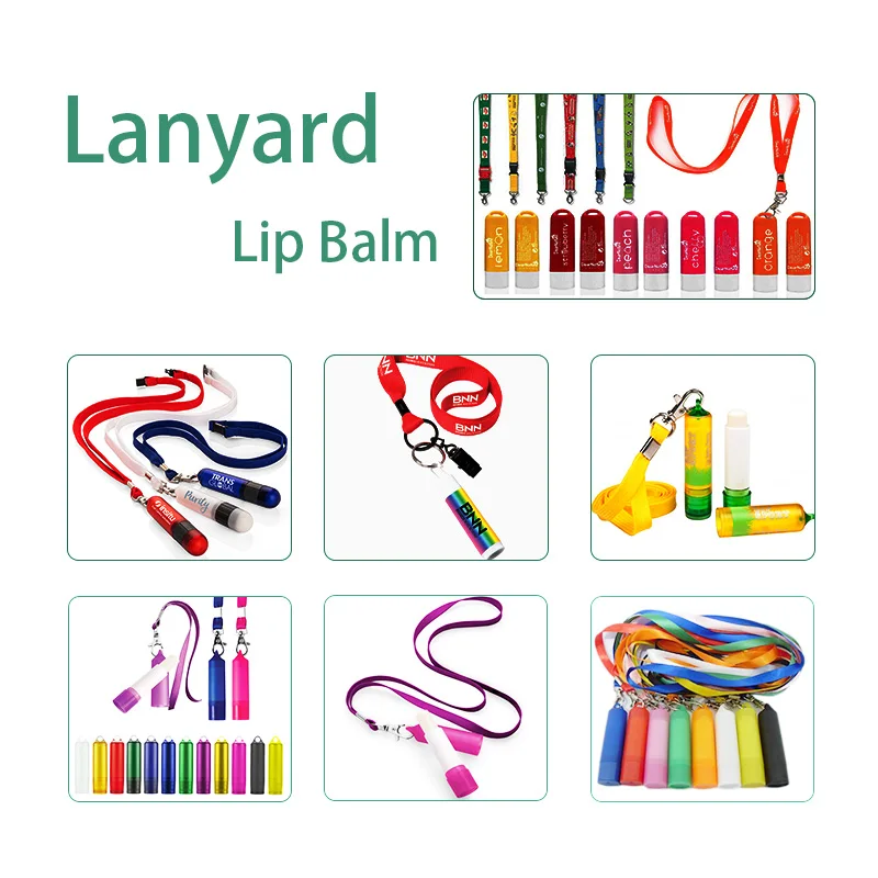 Hot Selling Long String Premium Lip Balm Set Holder Compact Portable Tight-knit Keychain Moisturize Lips Lanyard Lip Balm Holder
