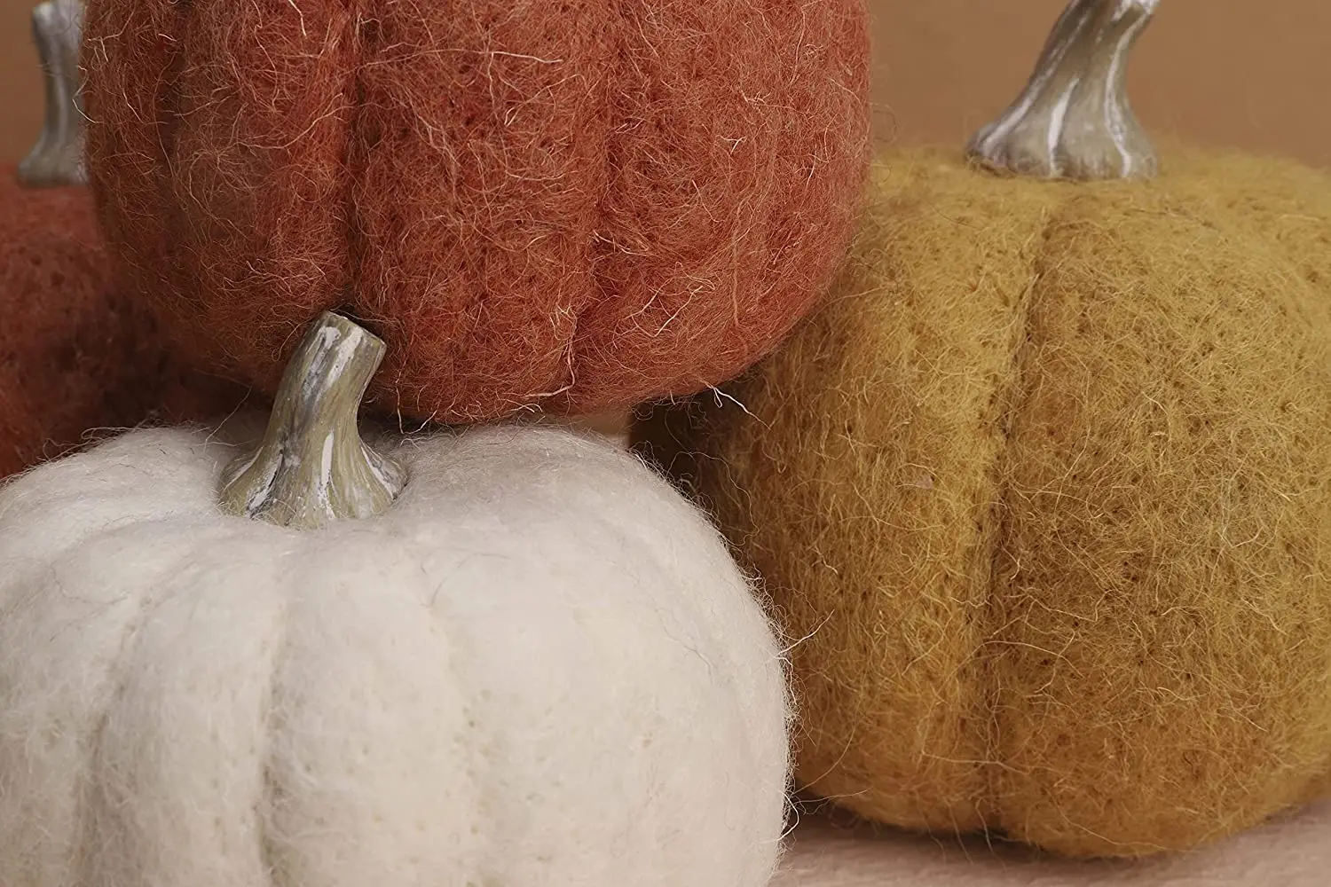 Woollen White Pumpkin Decor Handmade Artificial Pumpkin Decoration Fake Small Pumpkin Set Fall Harvest Farmhouse 
