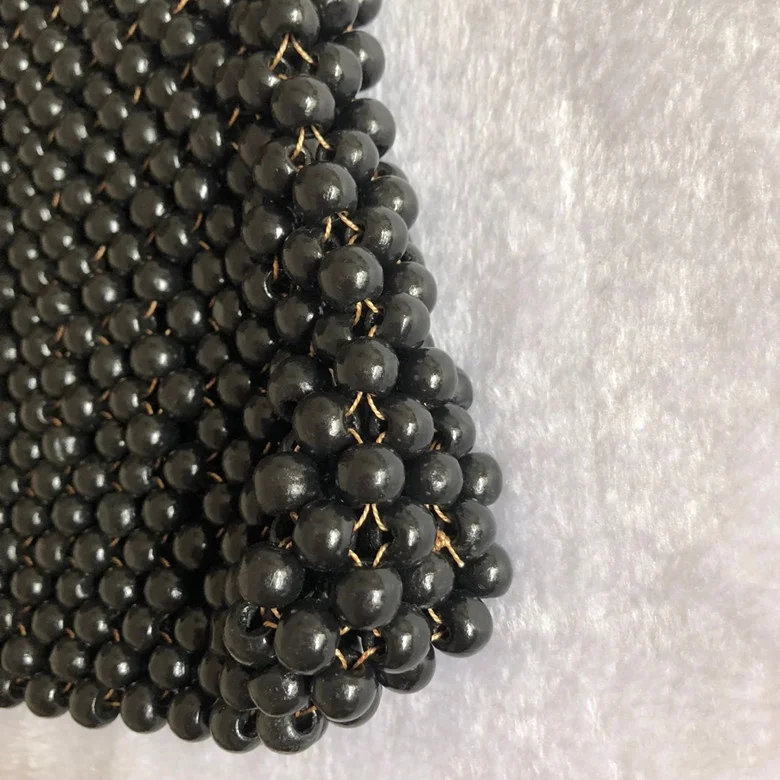 Black Color wood bead shoulder bag handbag new designer street wear collection style