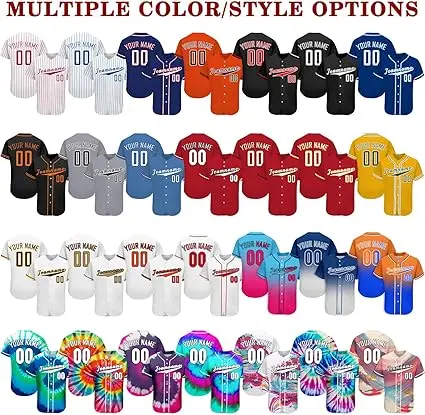 High Quality Blank Baseball Tshirts Ice Silk Breathable Youth Gradient Sublimated Short Sleeved Baseball Fan Jersey