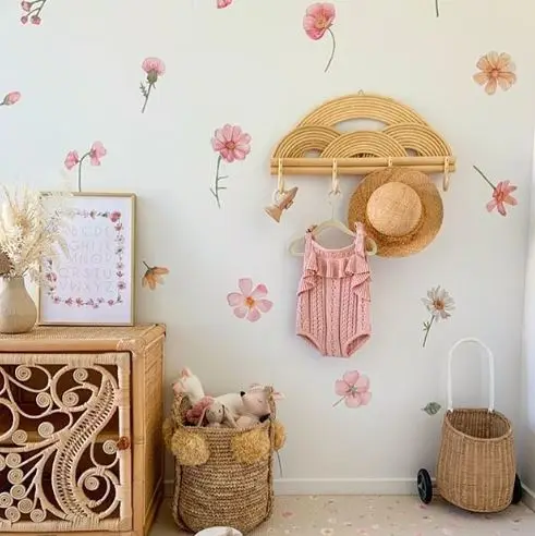 Organic Rainbow Rattan Wall Hanging Decor Rack Clothes Rack bedroom decor items hooks for clothes home accessories